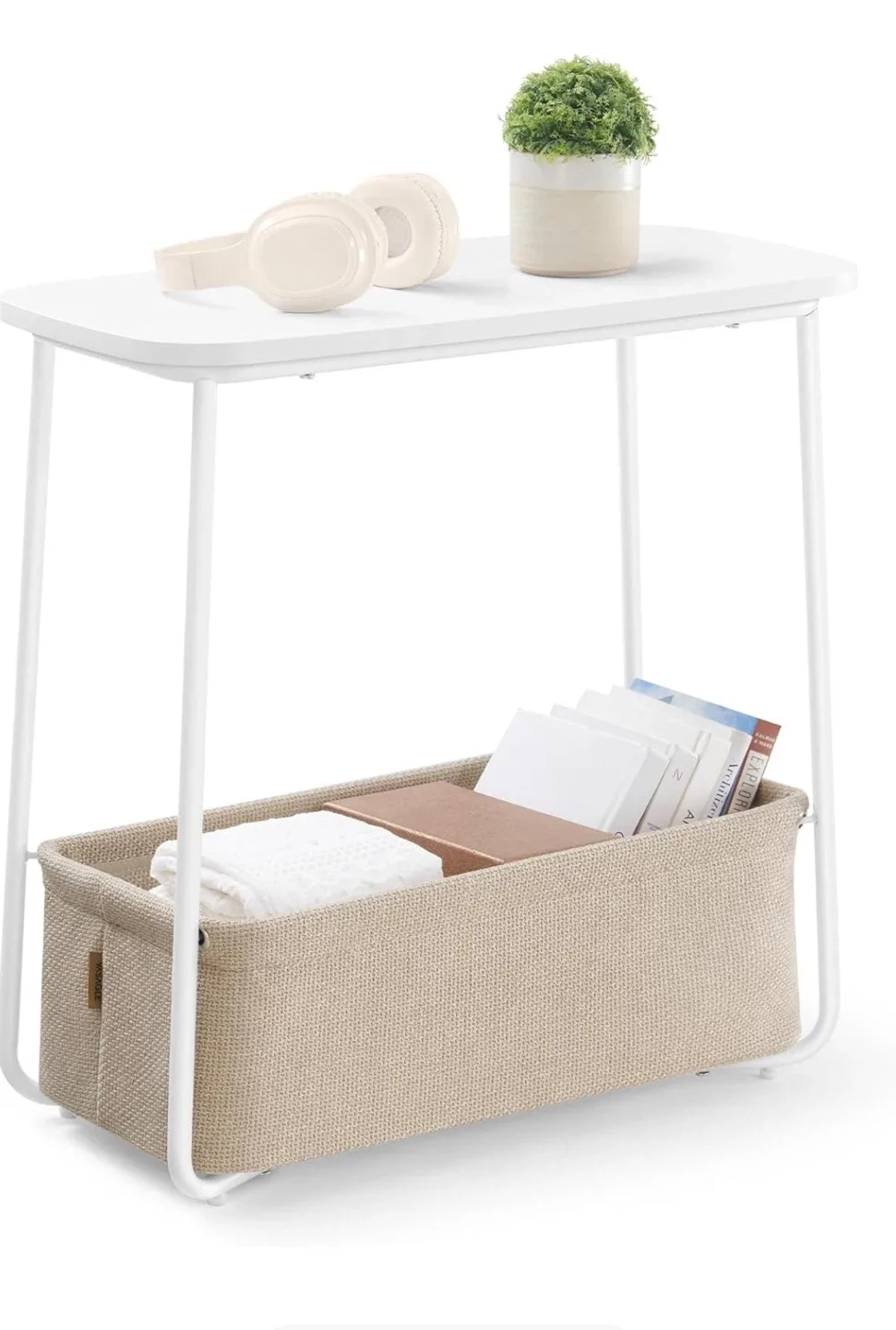 End Table - White & Camel Brown