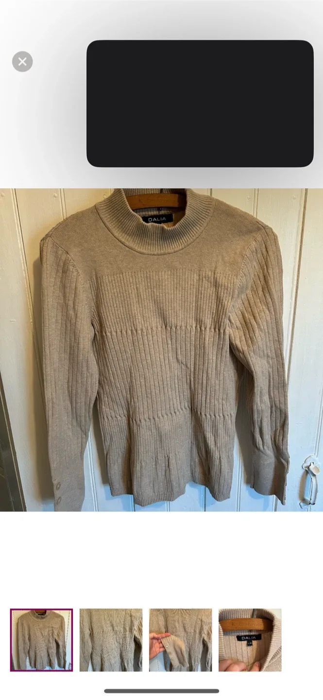 Dalia Beige Ribbed Knit Sweater - L/G