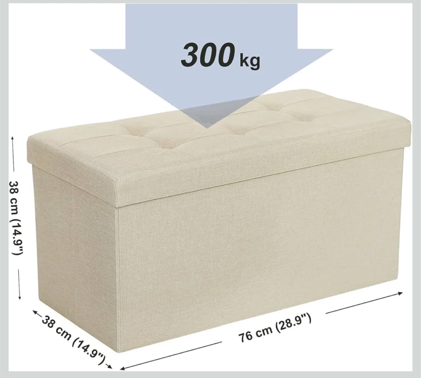 Beige Storage Ottoman Bench