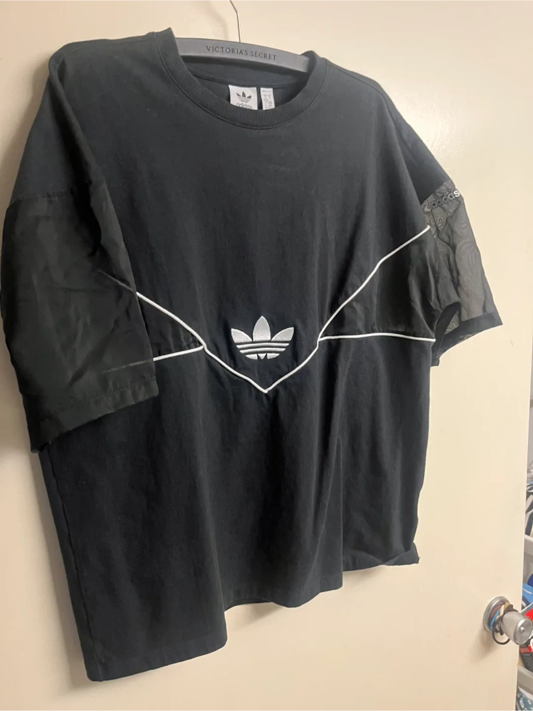 Adidas Black Tee & Faux Leather Skirt Set