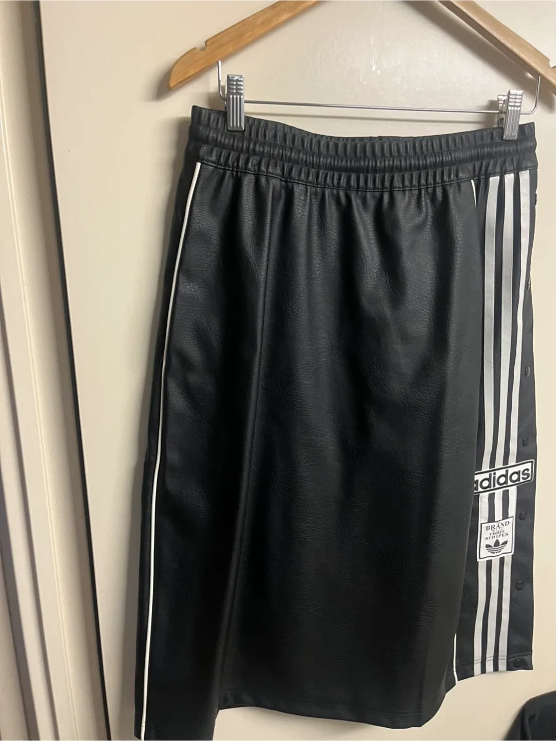 Adidas Black Tee & Faux Leather Skirt Set