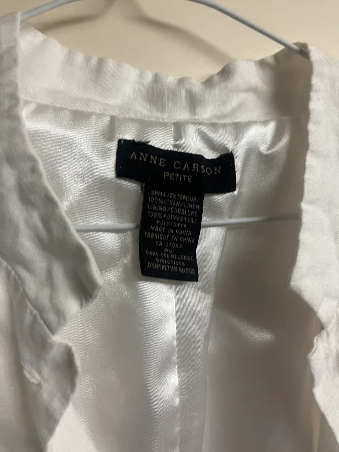 Anne Carson Petite White Linen Jacket