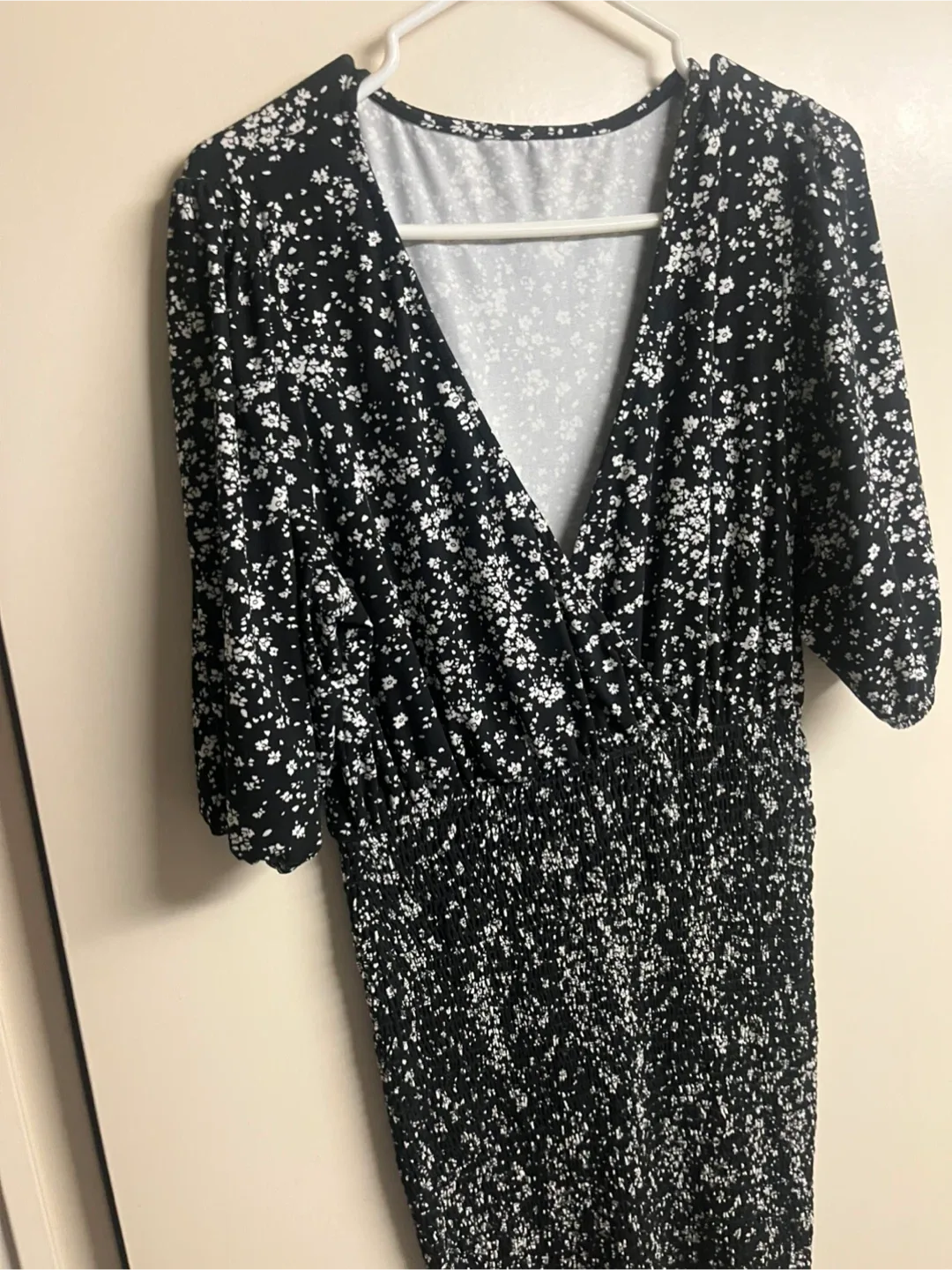 Floral Mini Dress - Black & White