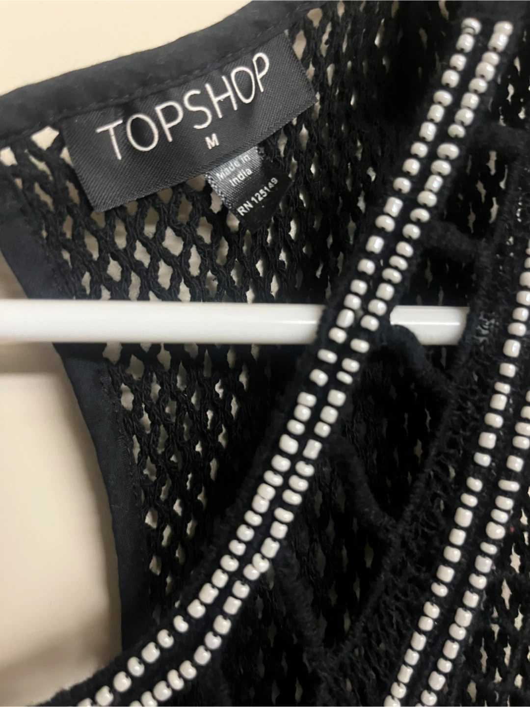 Topshop Black Crochet mini dress- Size M - photo 2