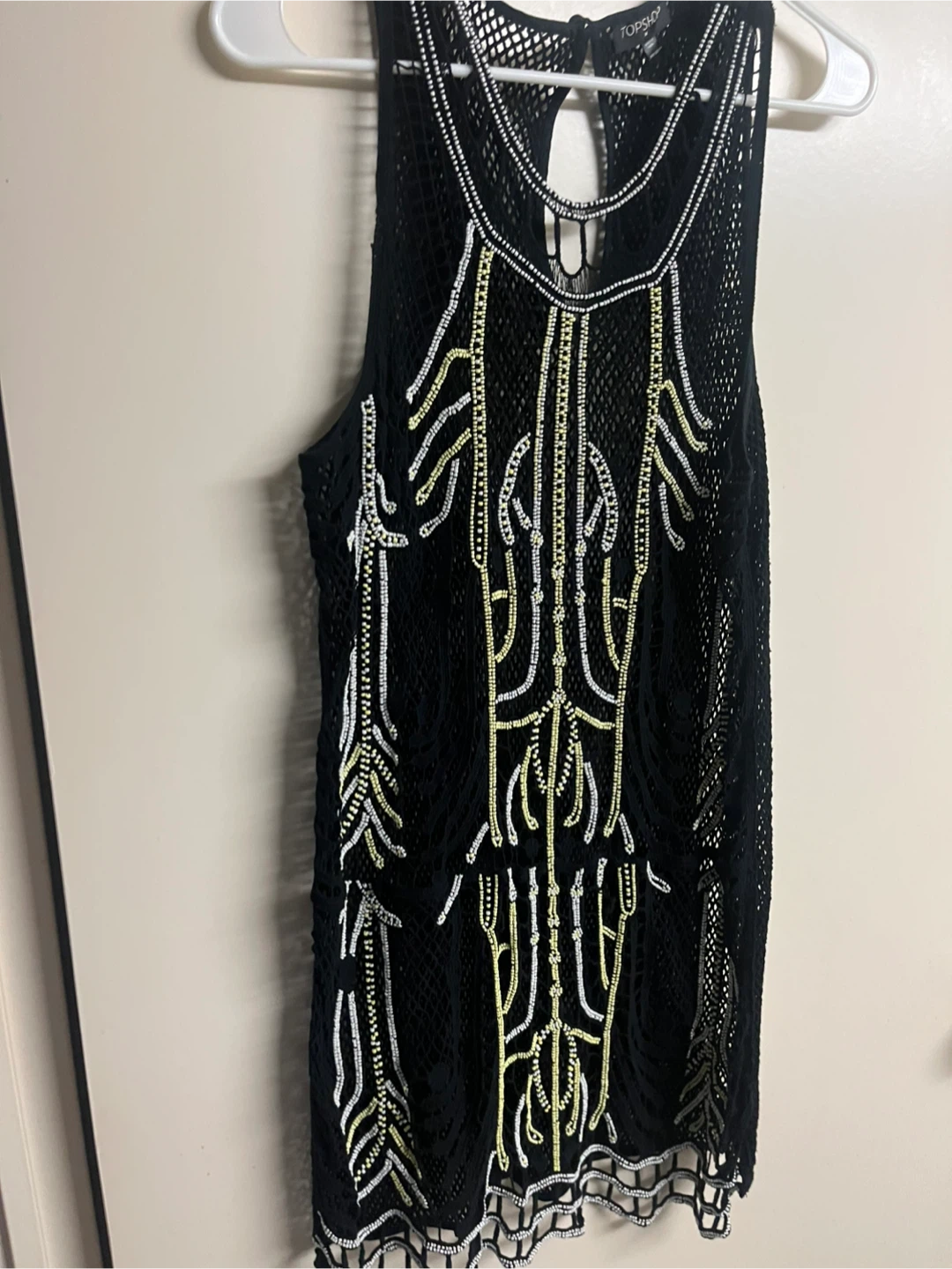 Topshop Black Crochet mini dress- Size M