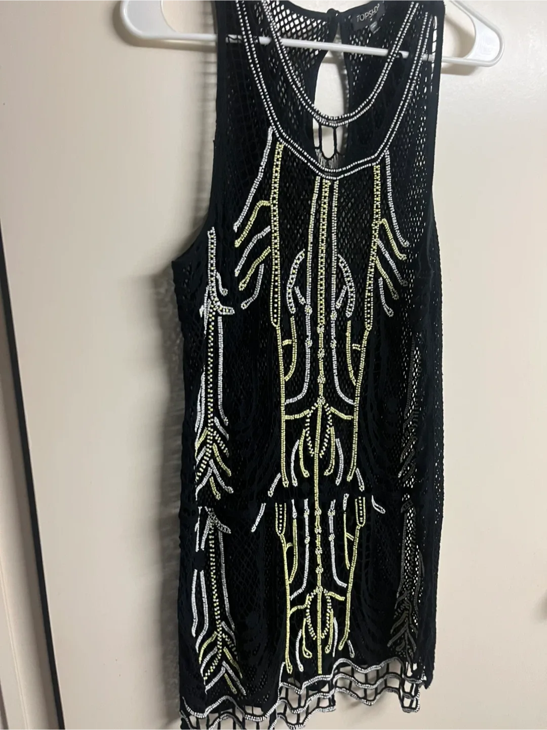 Topshop Black Crochet mini dress- Size M