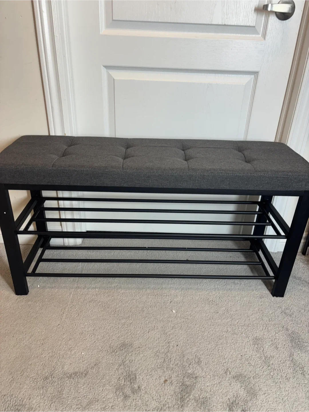 Grey Upholstered Entryway Bench with Shoe Rack image indicator(6)