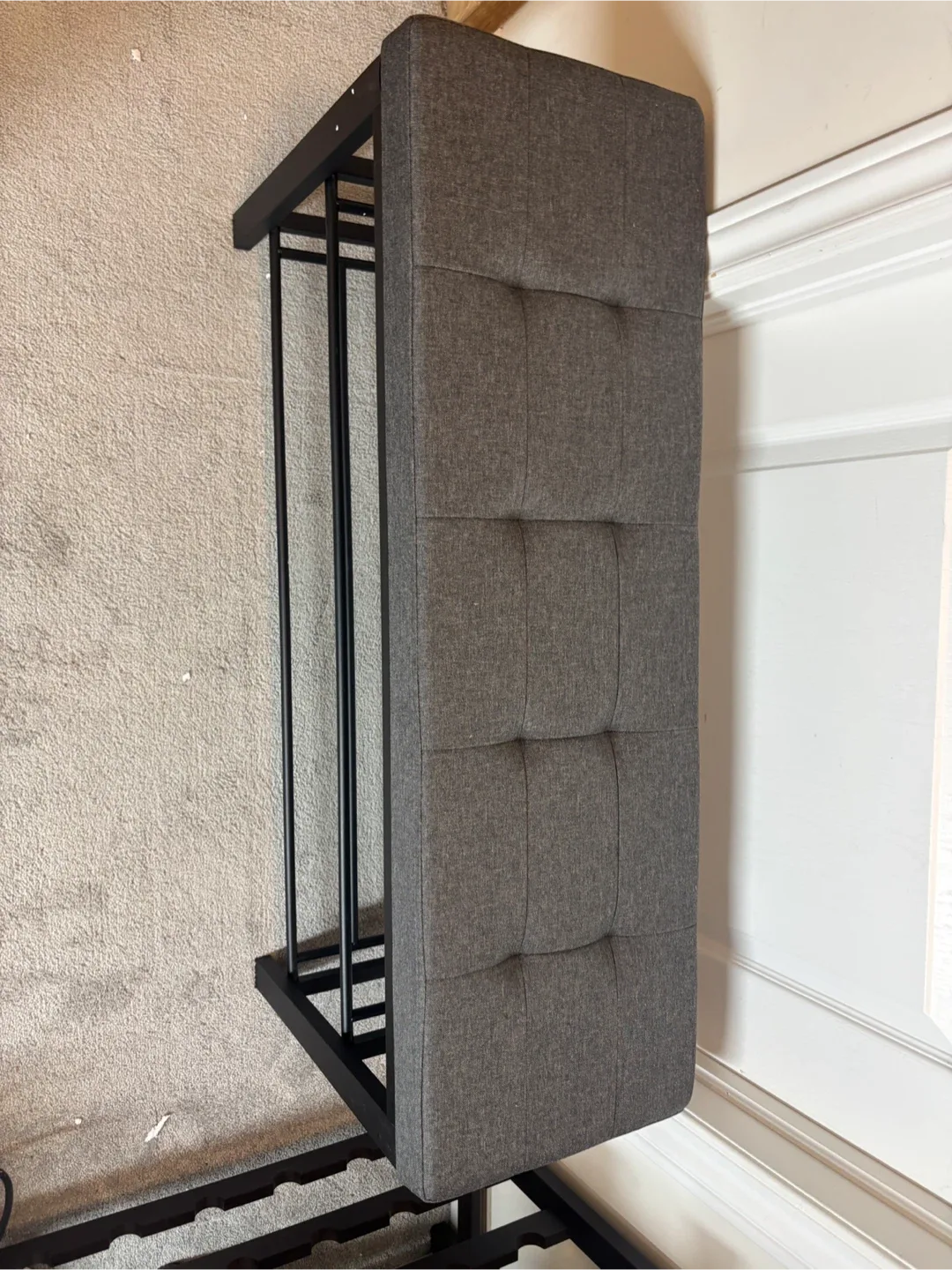 Grey Upholstered Entryway Bench with Shoe Rack image indicator(4)