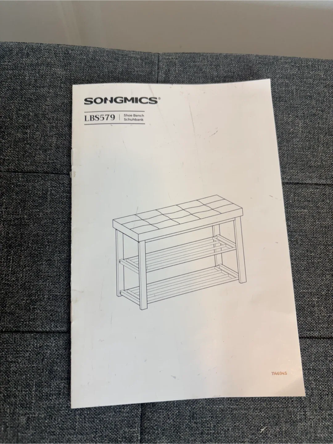 Grey Upholstered Entryway Bench with Shoe Rack image indicator(7)