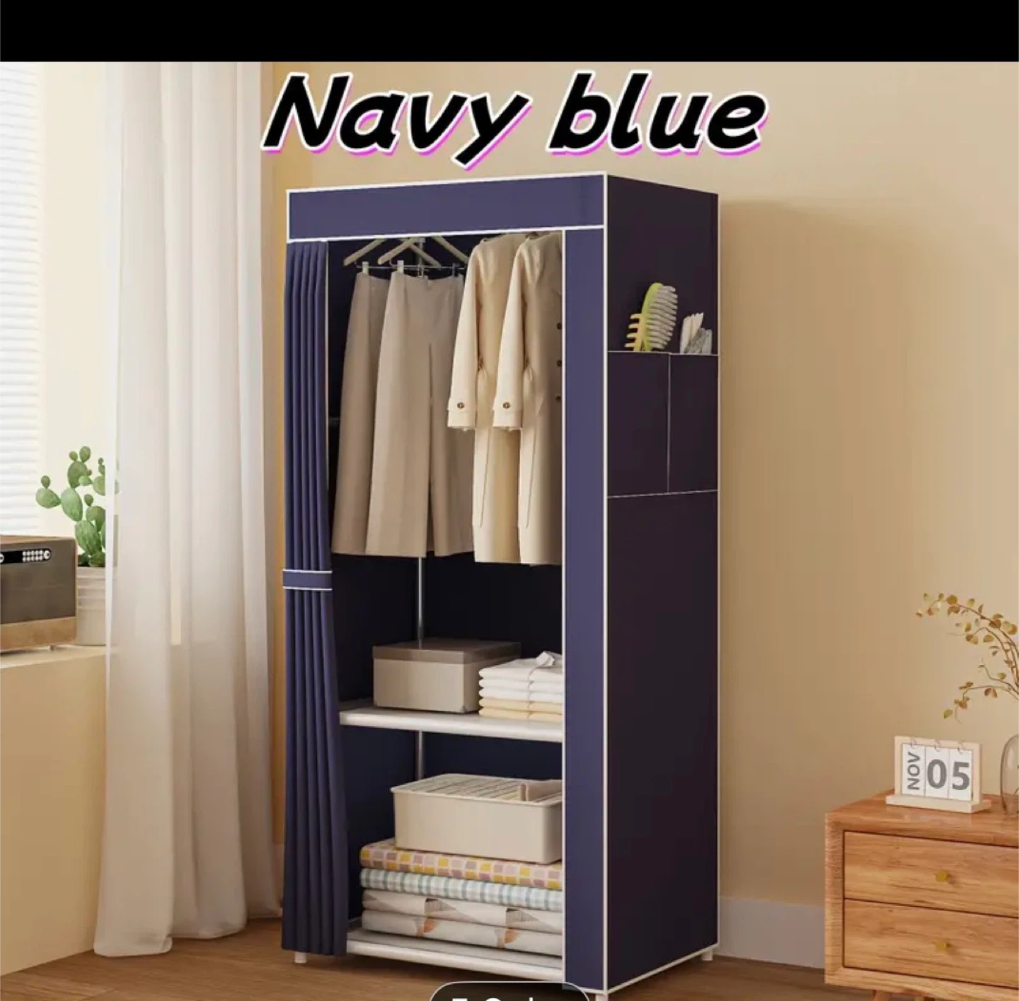 Navy Blue Portable Closet Wardrobe