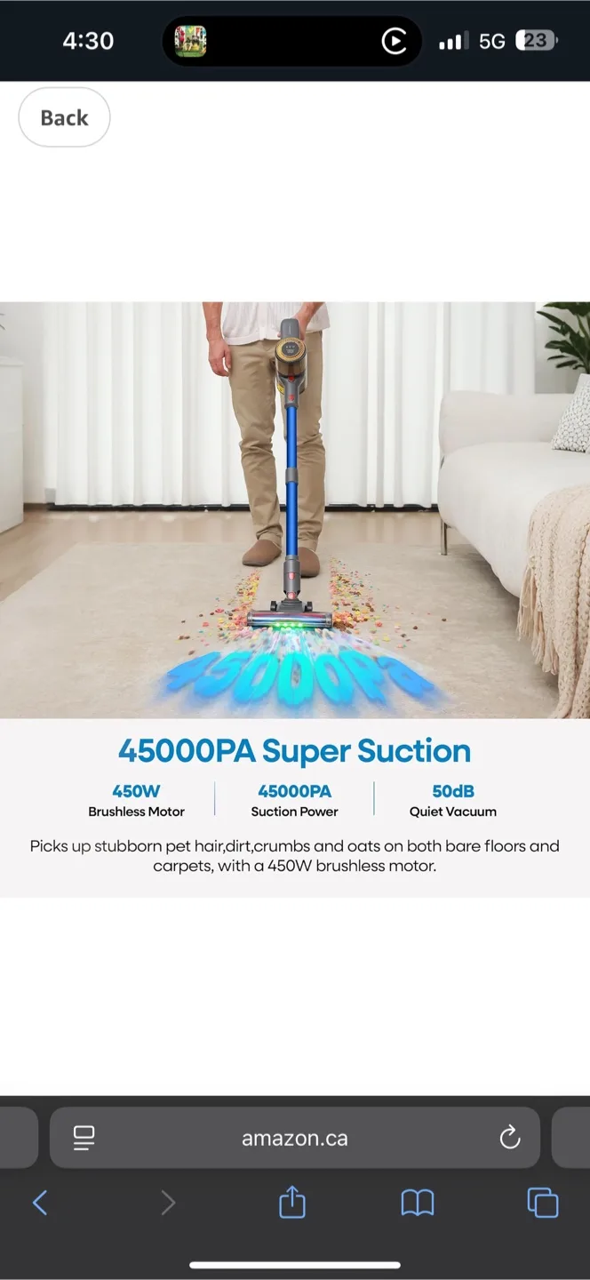 Brand New UNINELL HOME Cordless Vacuum Cleaner- 60-Min Battery image indicator(2)