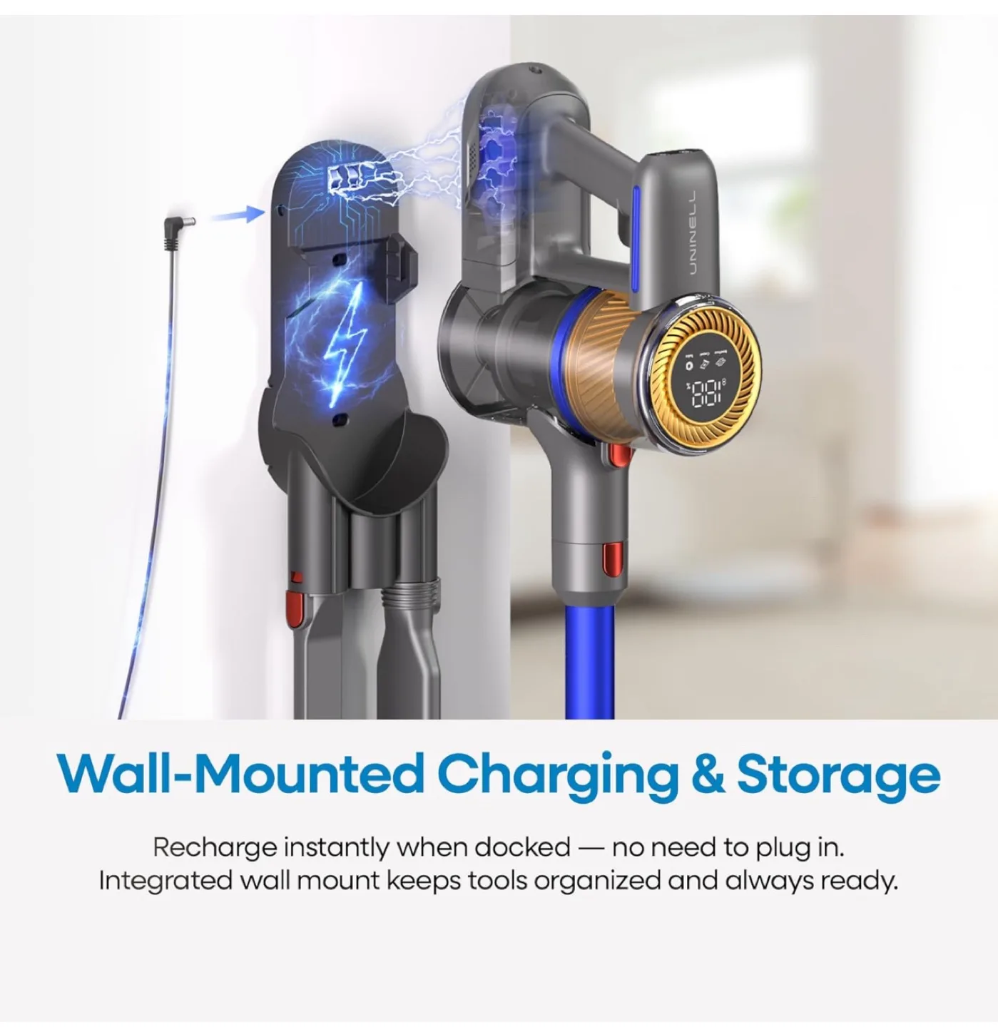 Brand New UNINELL HOME Cordless Vacuum Cleaner- 60-Min Battery image indicator(8)