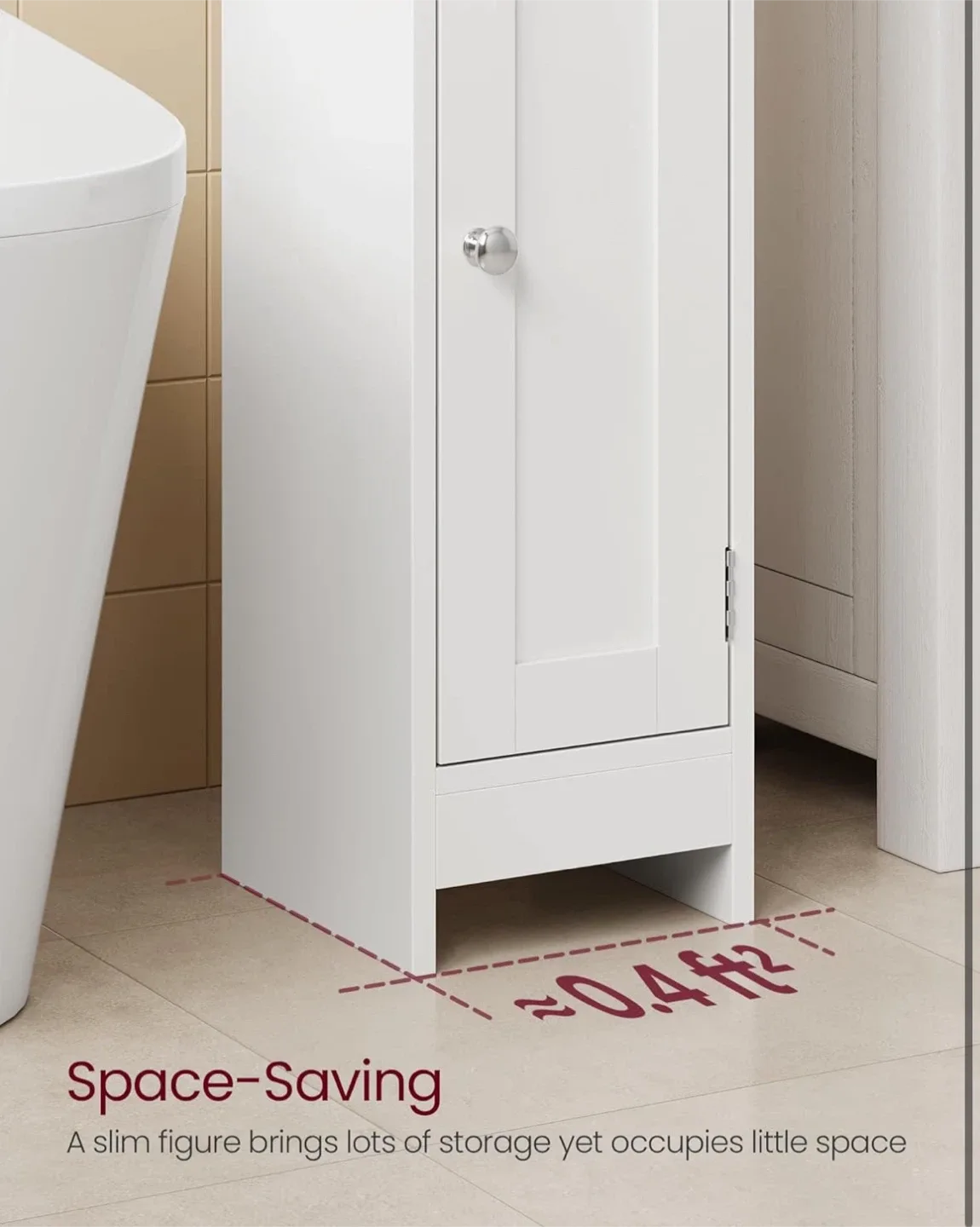 White Bathroom Storage Cabinet - Slim and Small Design image indicator(9)