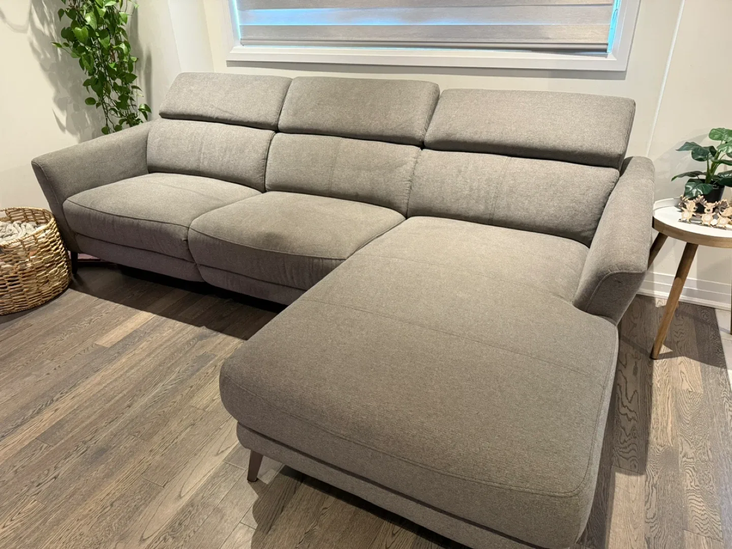 Grey Sectional Sofa with Power Recliner
