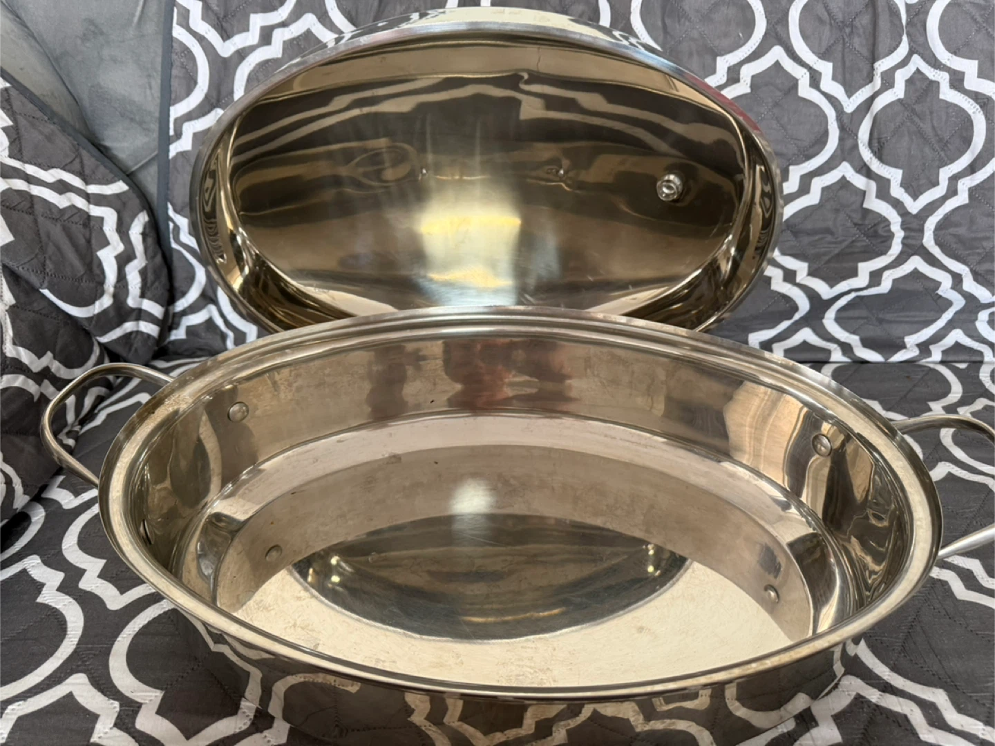 Stainless Steel Oval Roasting Pan with Lid - photo 3