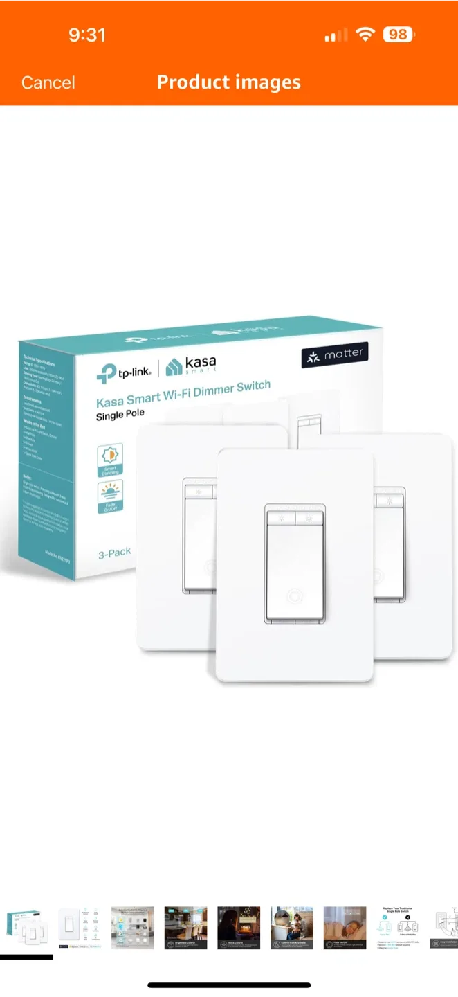 TP-Link Kasa Smart Wi-Fi Dimmer Switch 3-Pack
