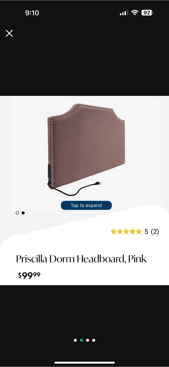 Pink Priscilla Dorm Headboard Twin/Twin XL image indicator(2)