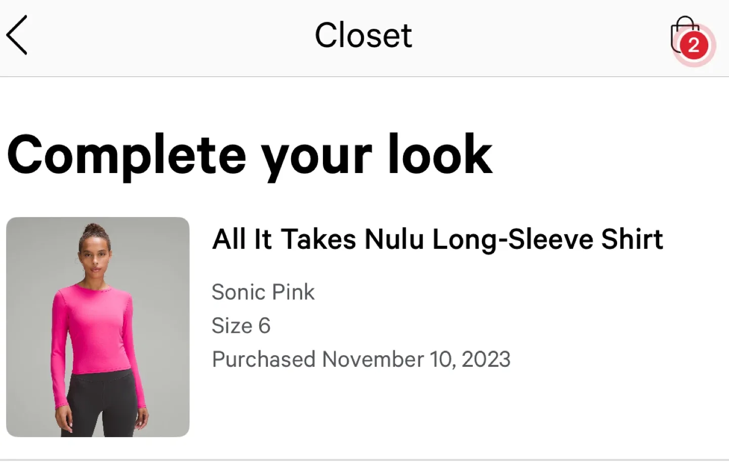 Lululemon All It Takes Nulu Long-Sleeve Shirt - Size 6 image indicator(3)