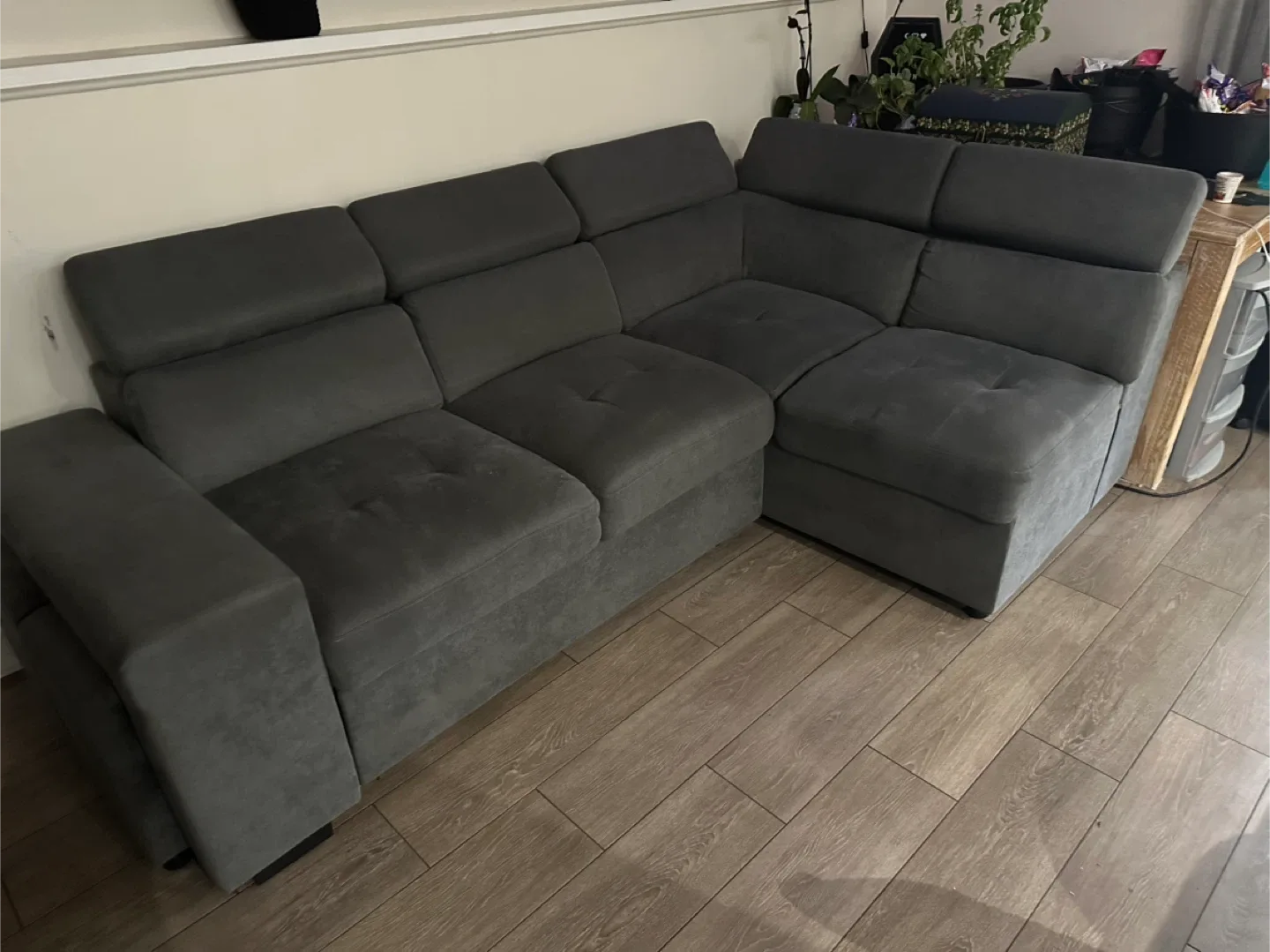 Grey Sectional Sleeper Sofa/Couch with Ottoman image indicator(4)