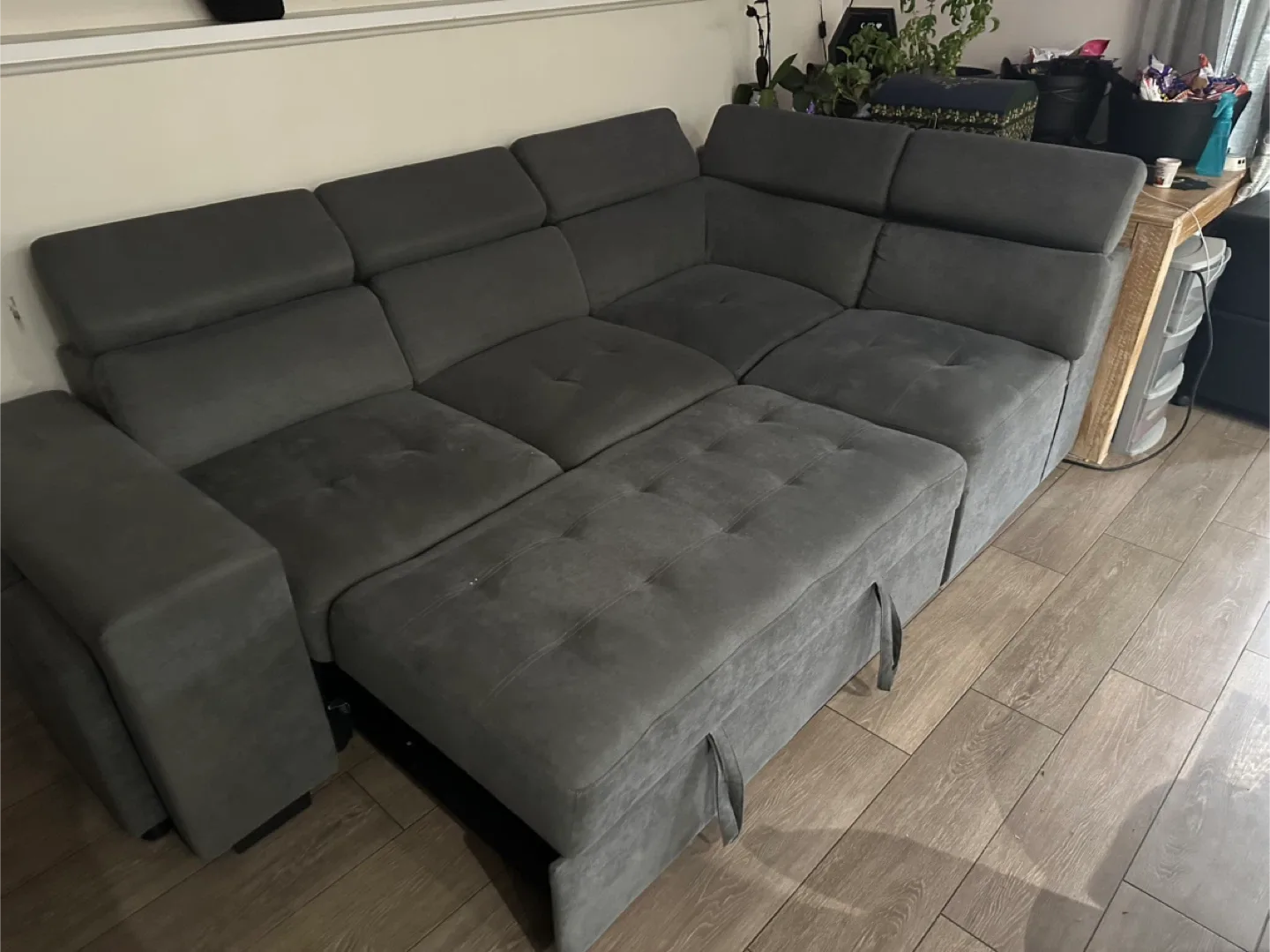 Grey Sectional Sleeper Sofa/Couch with Ottoman image indicator(2)