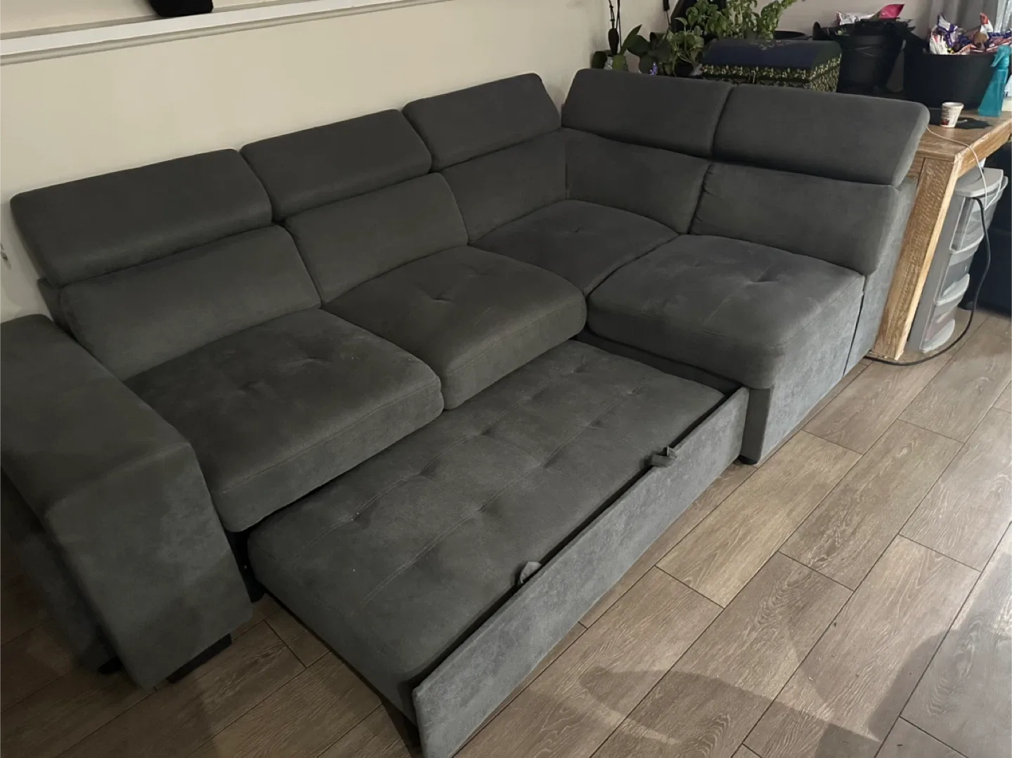 Grey Sectional Sleeper Sofa/Couch with Ottoman image indicator(3)