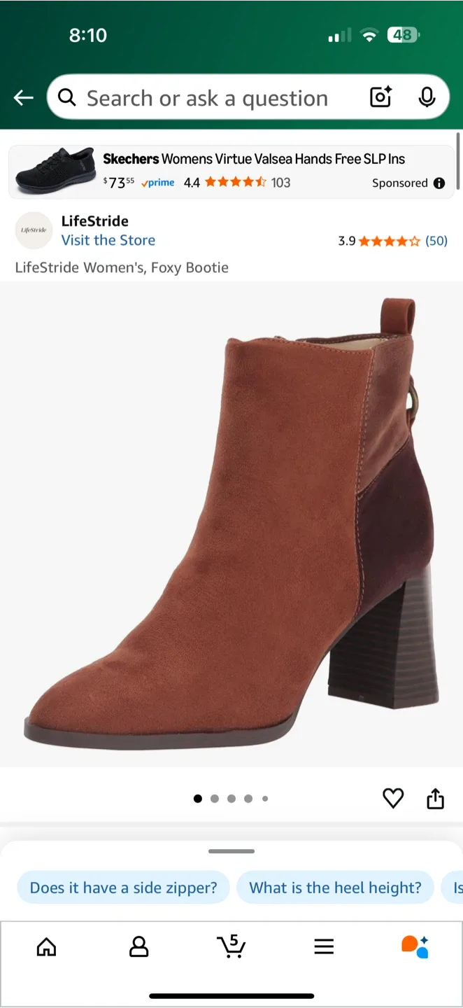 LifeStride Women's Foxy Bootie - Walnut Brown image indicator(5)