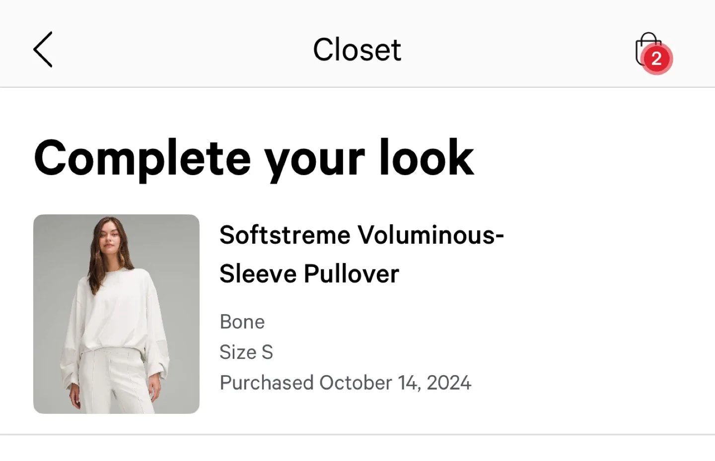 Lululemon Softstreme Voluminous-Sleeve Pullover - Bone, Size S image indicator(3)