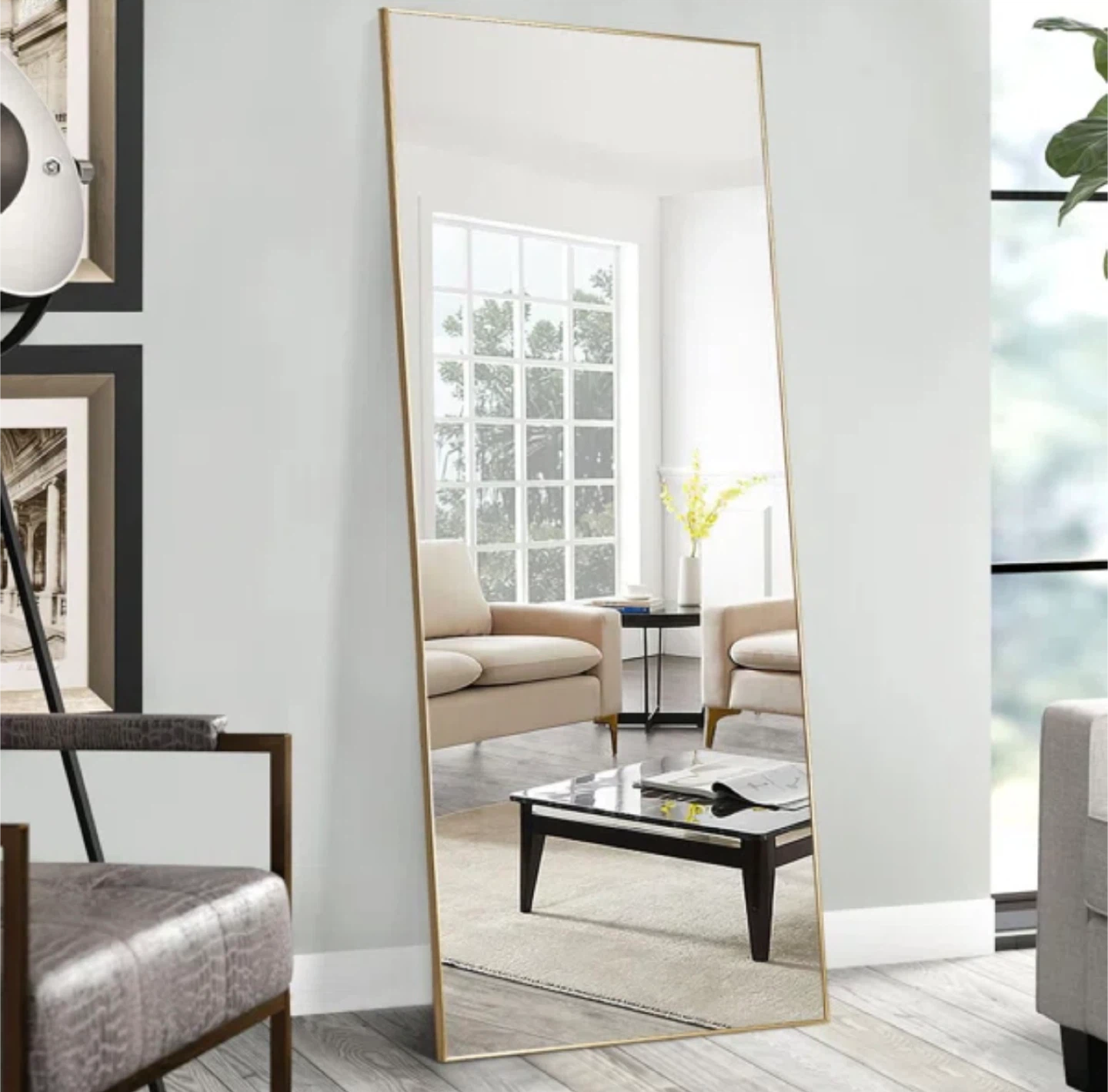 Gold Frame Full Length Mirror 71x24 - photo 5
