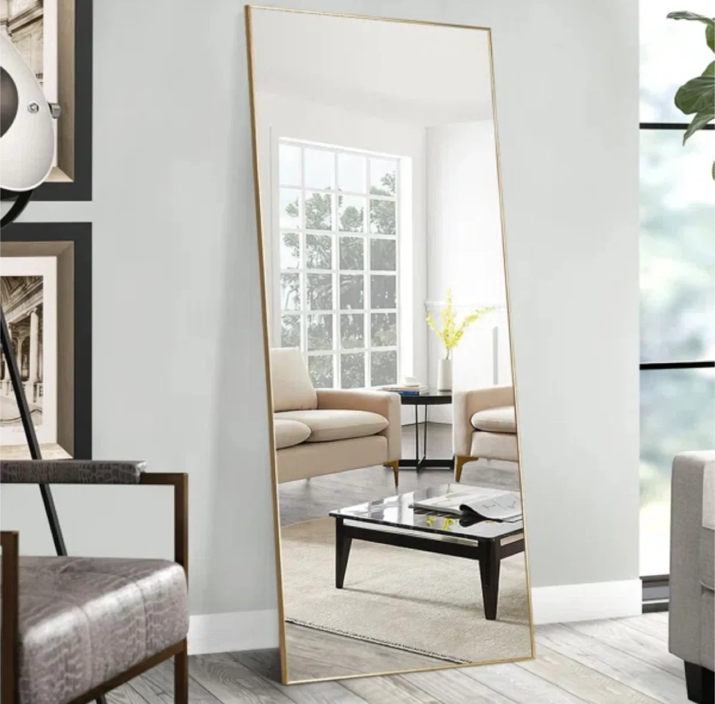 Gold Frame Full Length Mirror 71x24 image indicator(5)