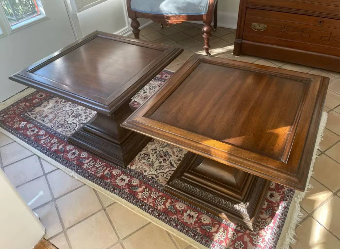 Square Wood Coffee Tables - Set of 2 - photo 2