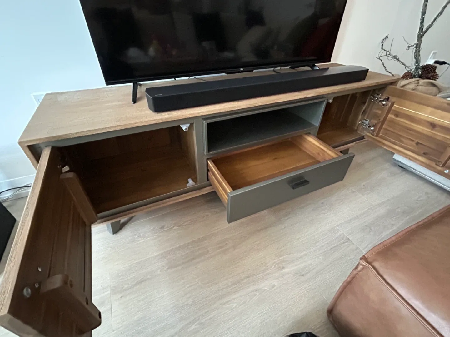 Structube Wood and Grey TV Stand image indicator(9)