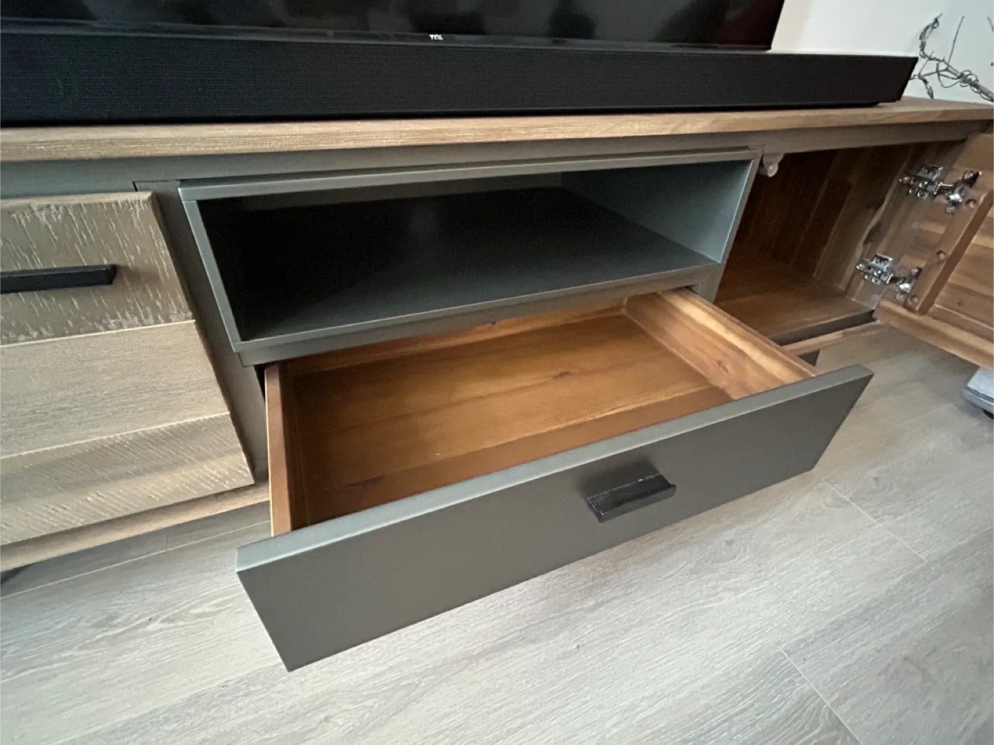 Structube Wood and Grey TV Stand image indicator(7)