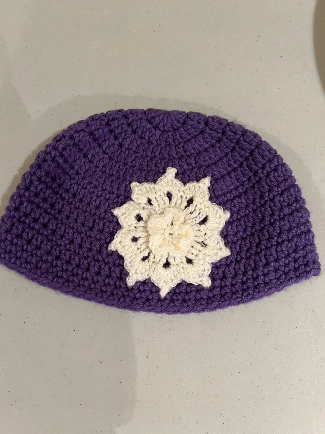 Handmade Crocheted Hats - Pink, Purple, White