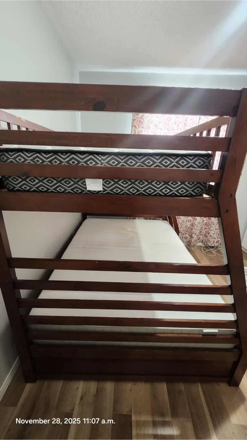 Wooden Bunk Bed Frame with mattresses included image indicator(2)