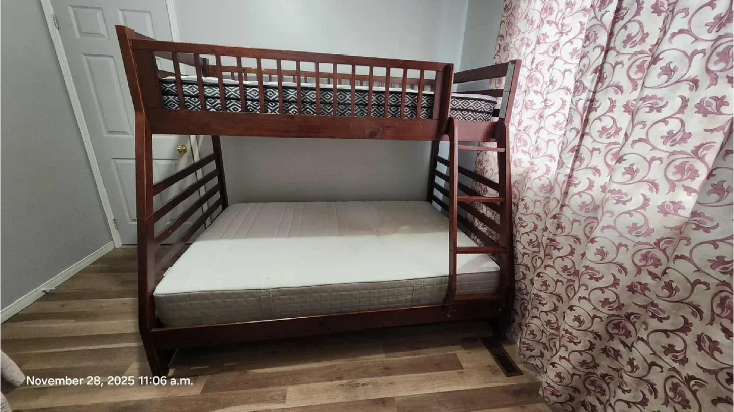 Wooden Bunk Bed Frame with mattresses included