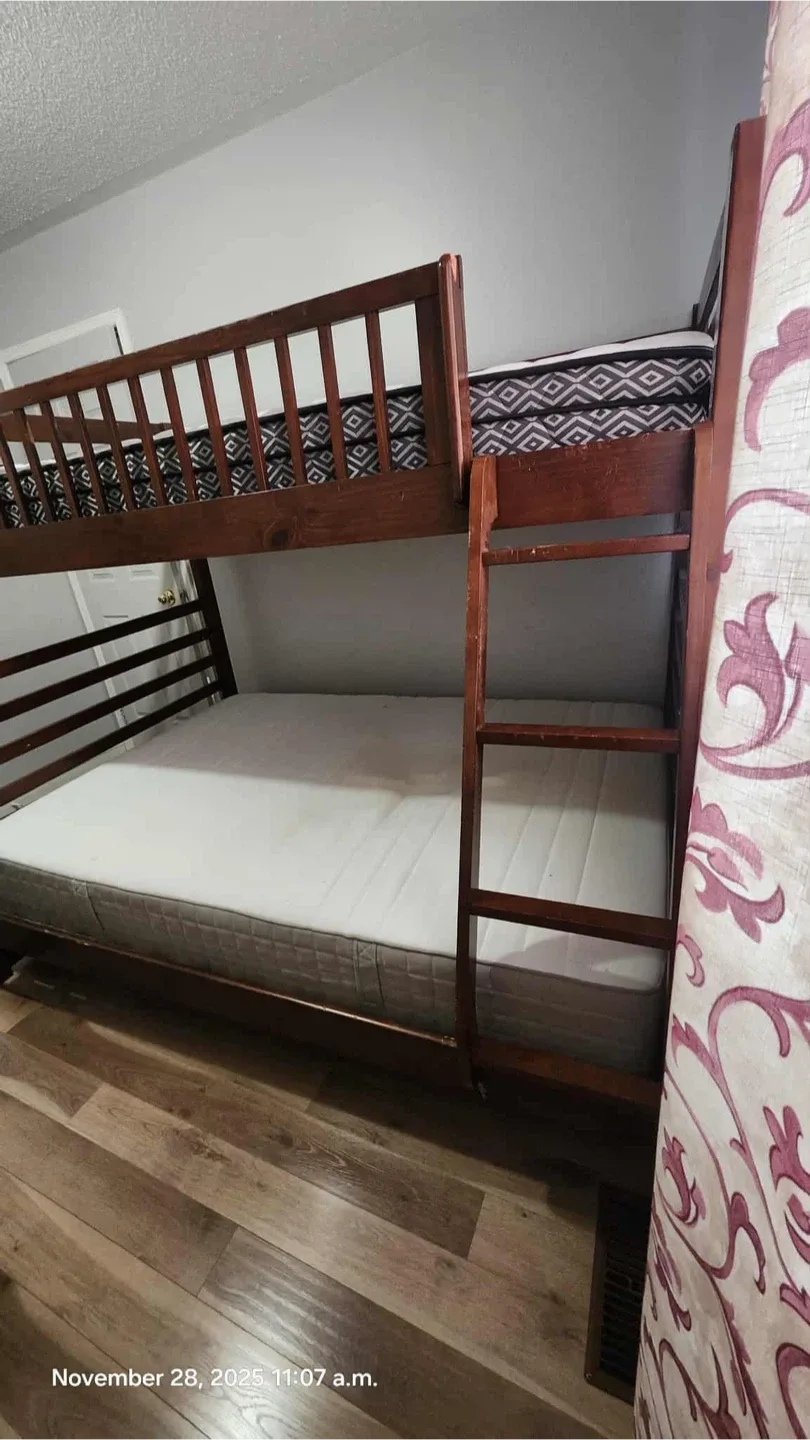 Wooden Bunk Bed Frame with mattresses included image indicator(4)