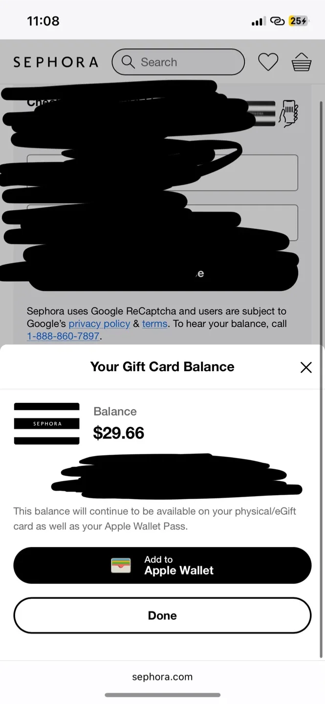 Sephora $29.66 Giftcard