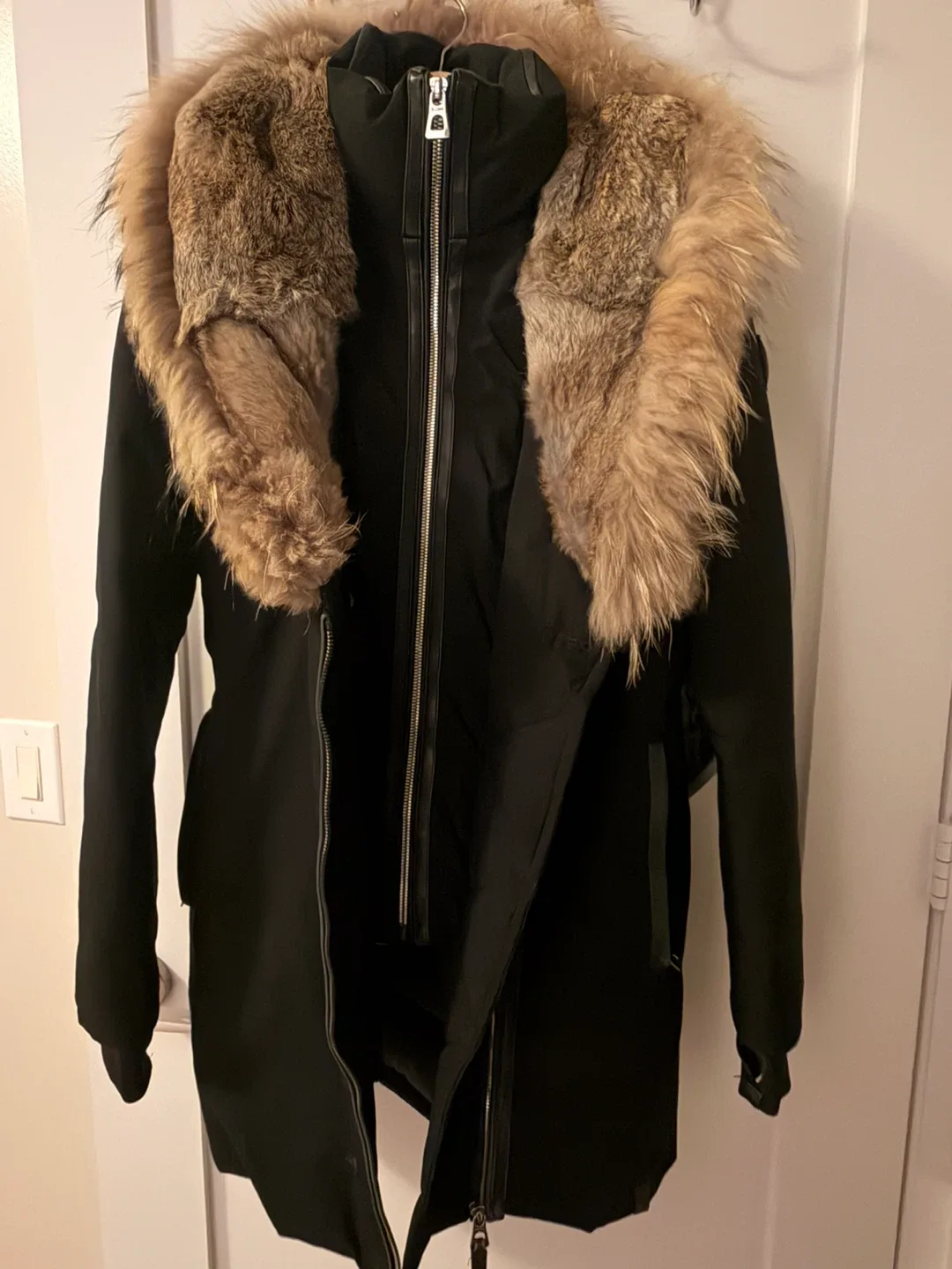 Rudsak Black Winter Coat with Fur Trim image indicator(2)