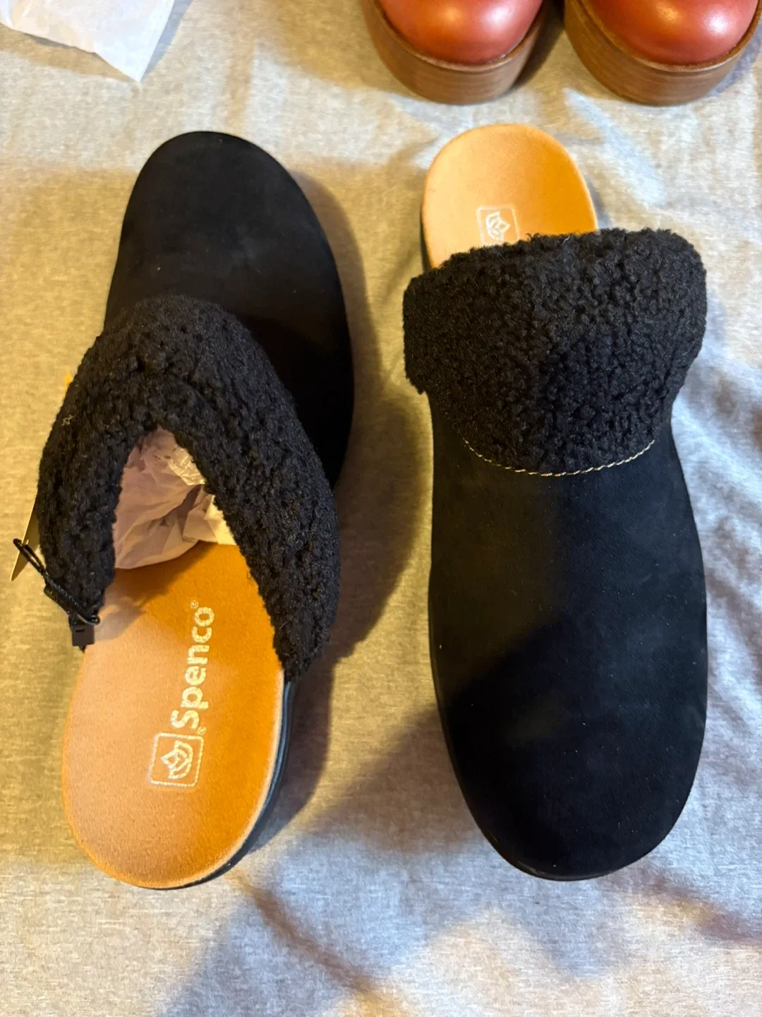 Spenco Black Suede Clogs
