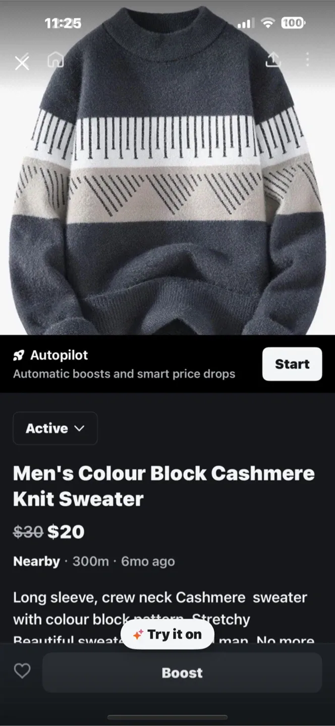 Men's Colour Block Cashmere Knit Sweater