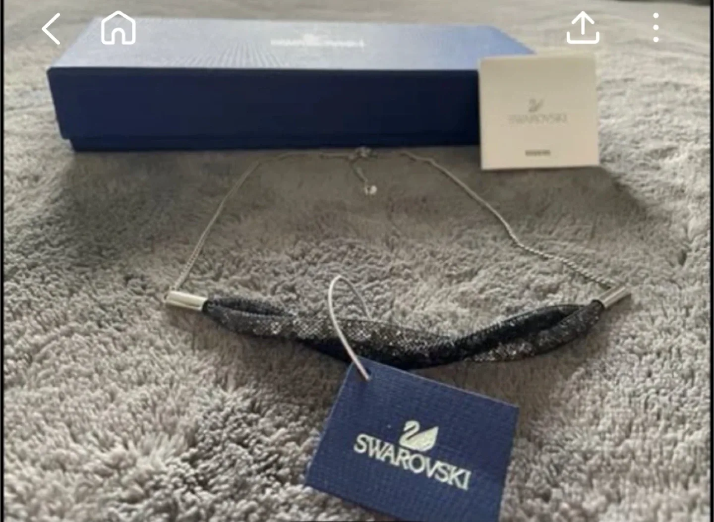 Swarovski Stardust Twist Necklace - Silver & Black