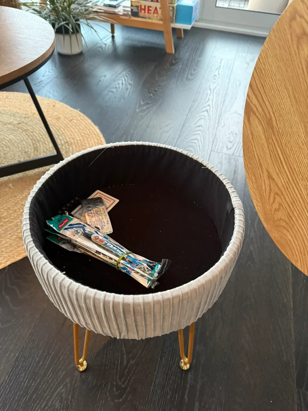 Grey Velvet Ottoman Footstool image indicator(2)