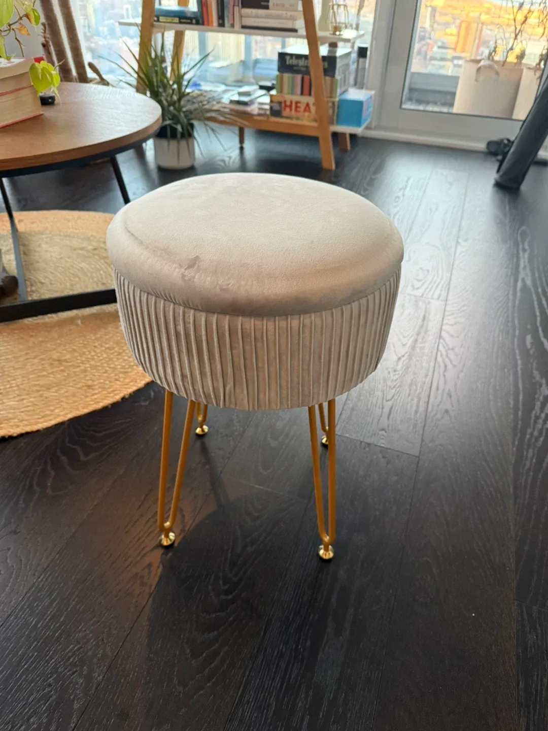 Grey Velvet Ottoman Footstool image indicator(3)