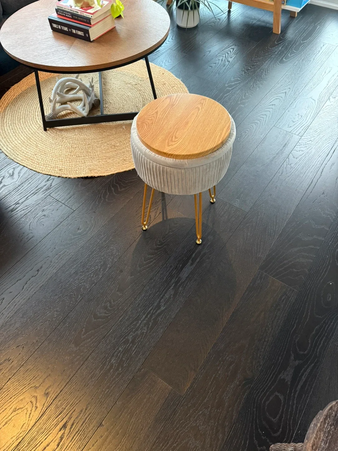 Grey Velvet Ottoman Footstool