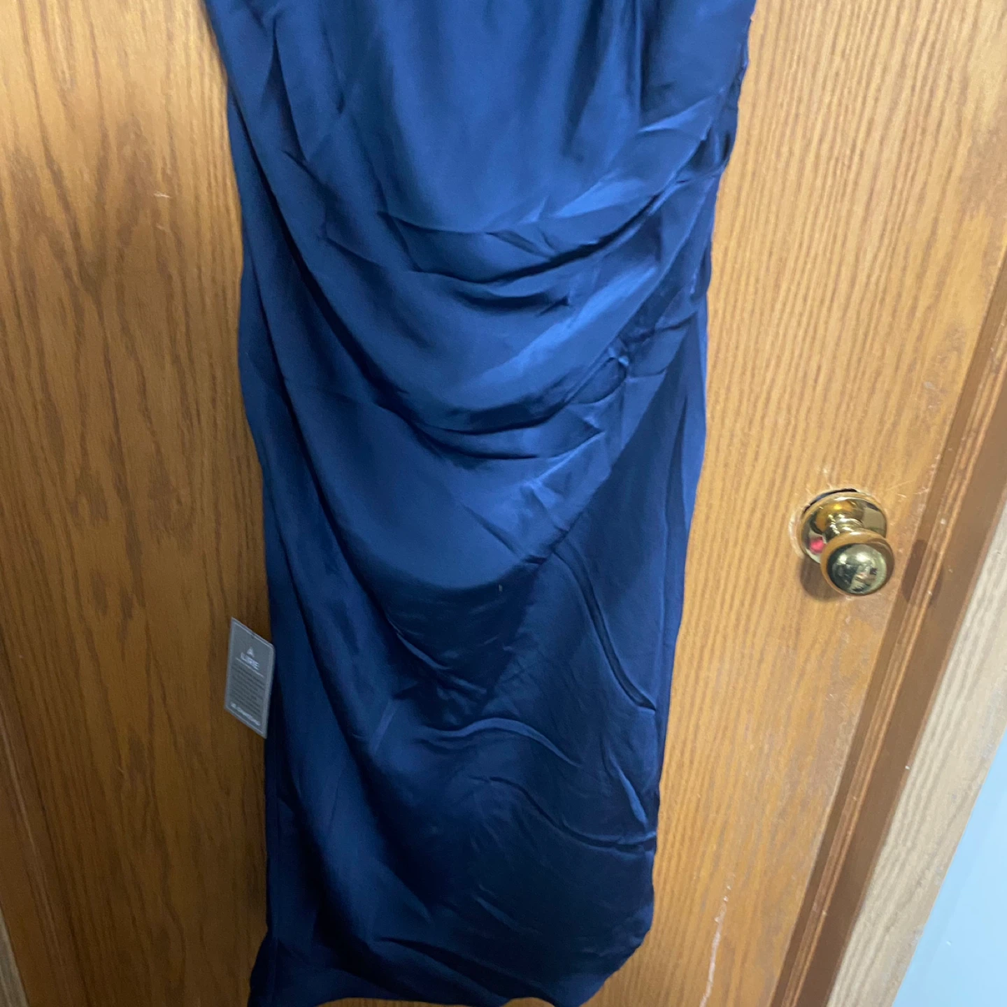 Draped Halter Neck Satin Midi Dress - photo 3