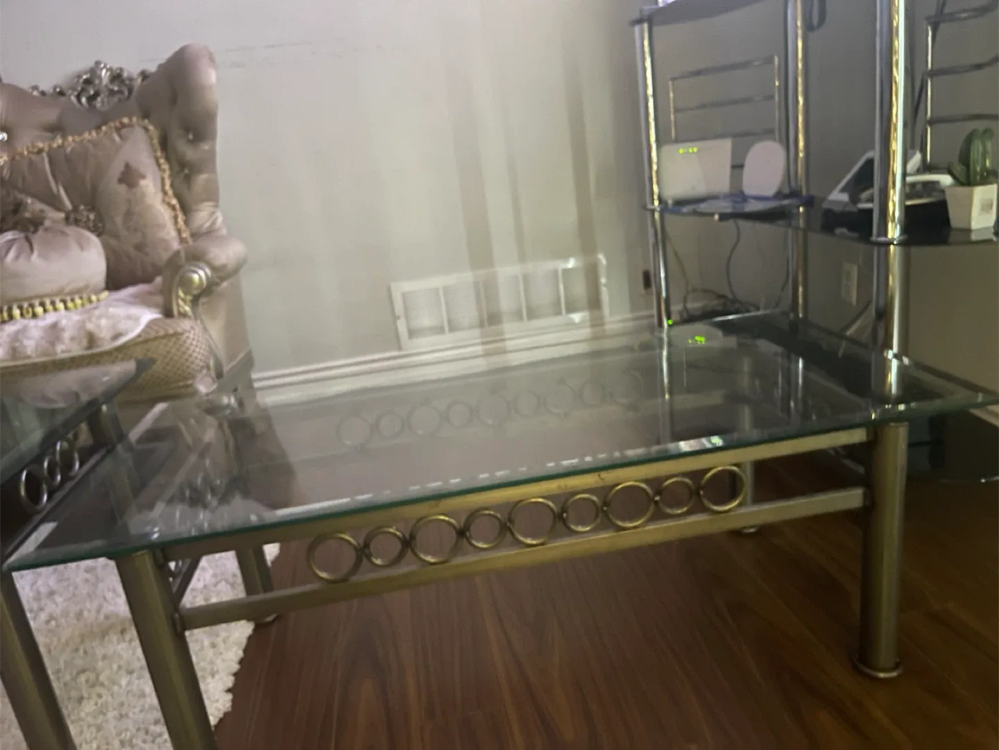 3-Piece Modern Glass & Metal Table Set (Coffee & End Table)