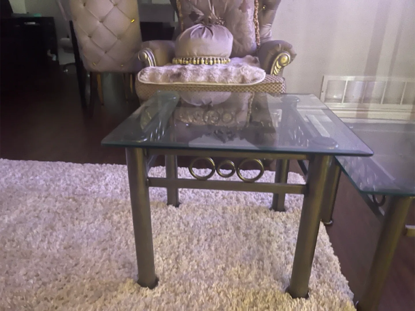 3-Piece Modern Glass & Metal Table Set (Coffee & End Table) image indicator(2)