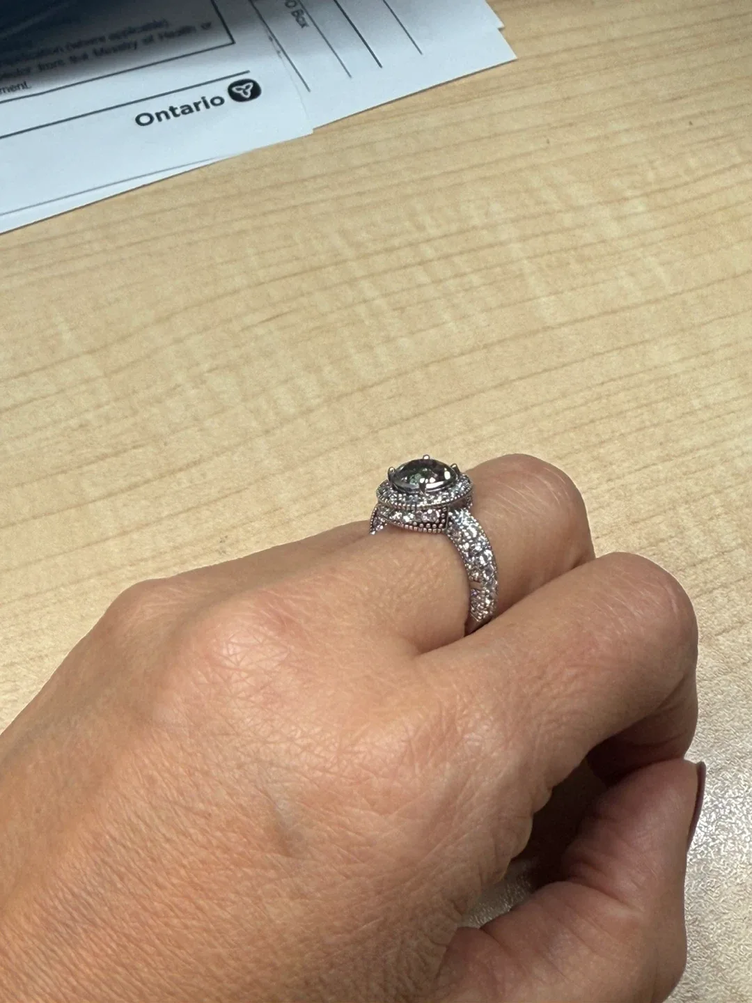 925 Silver halo ring with Mystic Topaz and crystals image indicator(4)