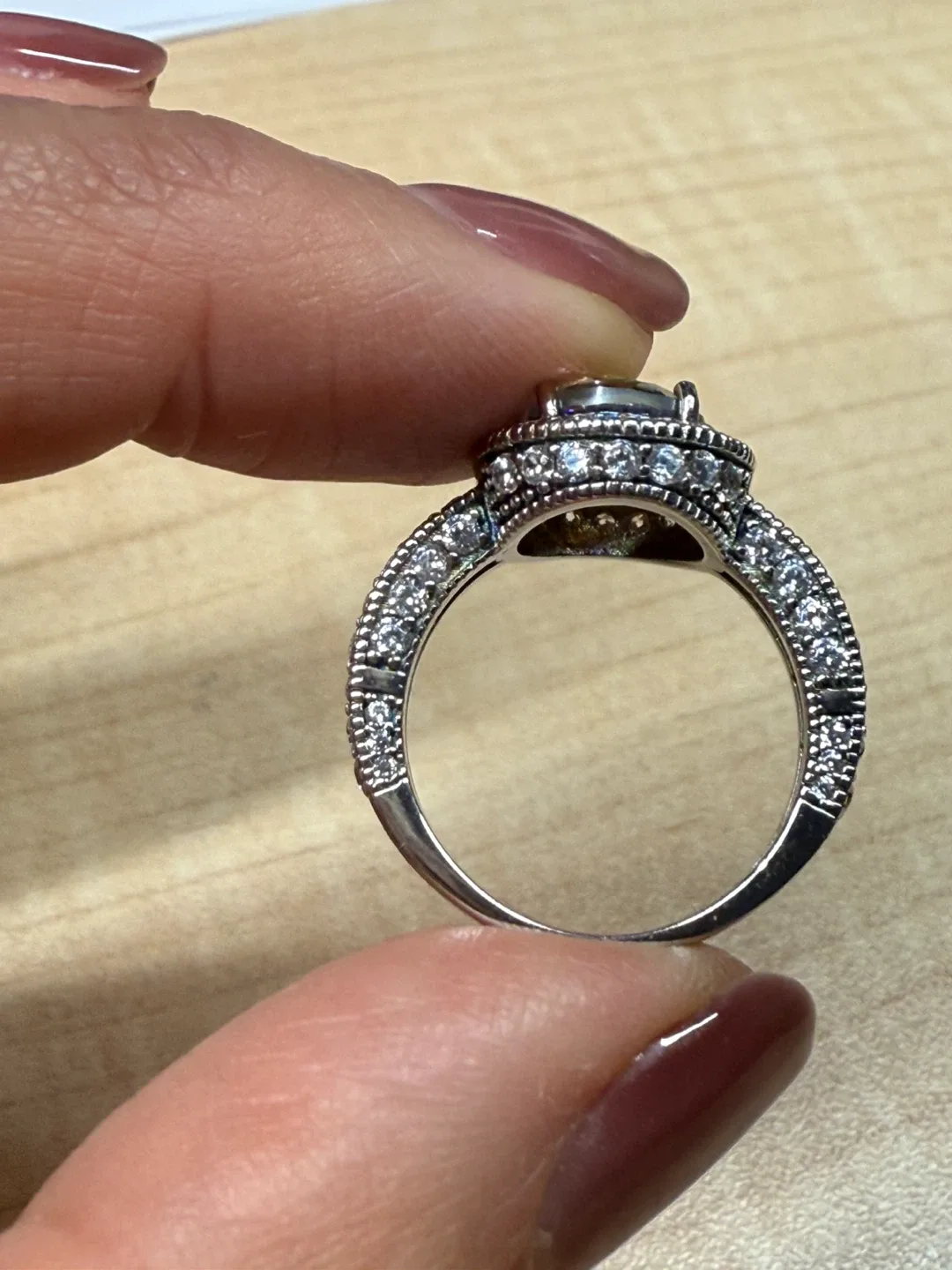 925 Silver halo ring with Mystic Topaz and crystals image indicator(3)