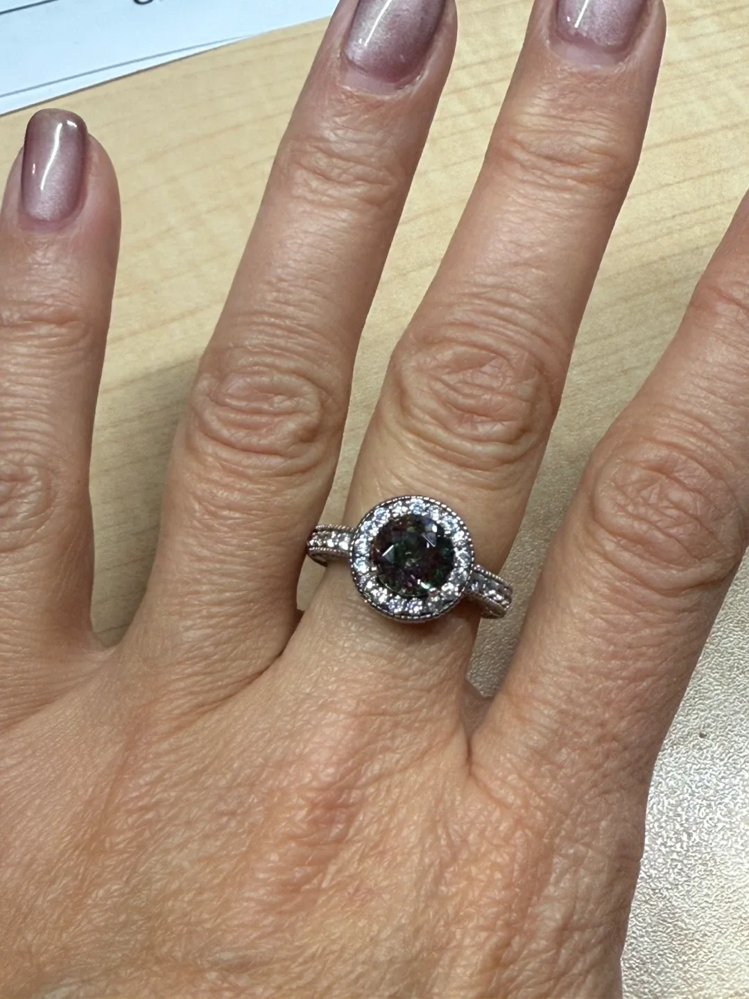 925 Silver halo ring with Mystic Topaz and crystals image indicator(6)